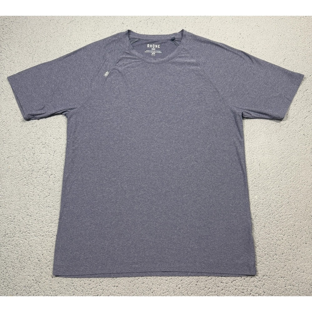 Rhone Shirt Mens Medium Blue Short Sleeve Raglan Athletic Performance Gym Top